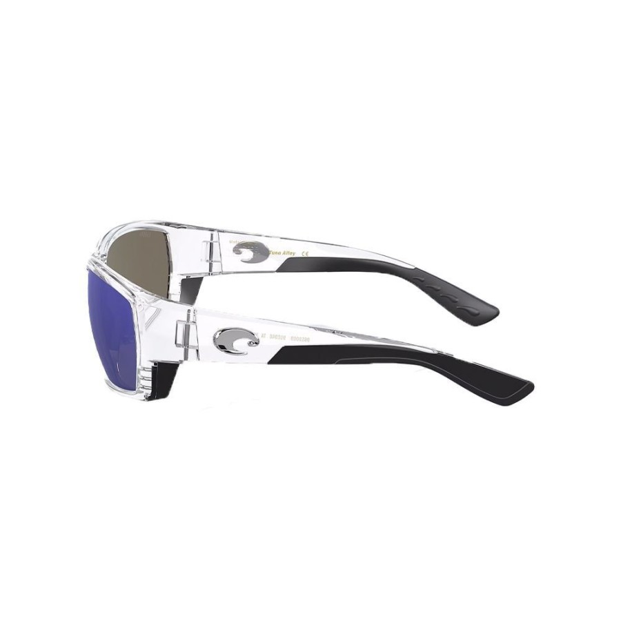 Apparel Costa Del Mar | Costa Del Mar Tuna Alley Sunglasses Shiny Crystal Frame Blue Mirror 580G | 06S9009 90094062